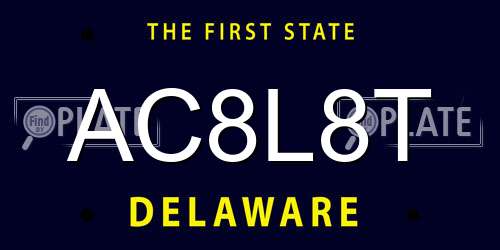AC8L8T Delaware License Plate