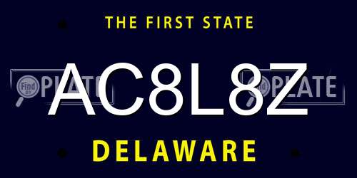 AC8L8Z Delaware License Plate