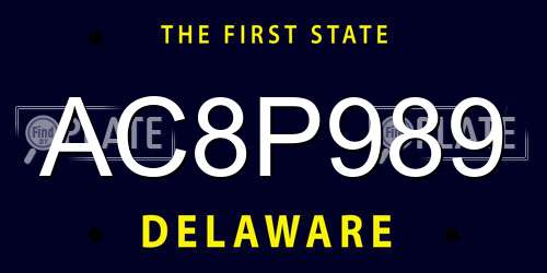 AC8P989 Delaware License Plate