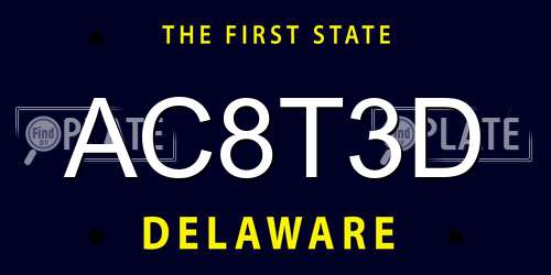 AC8T3D Delaware License Plate