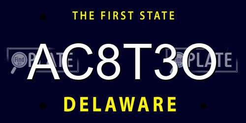 AC8T3O Delaware License Plate