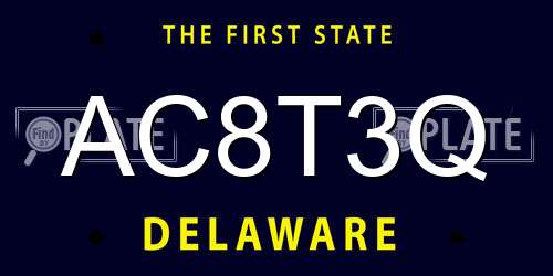 AC8T3Q Delaware License Plate