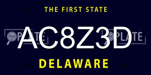 AC8Z3D Delaware License Plate