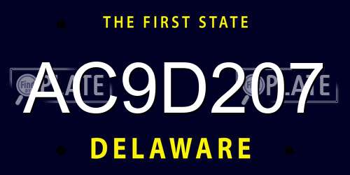 AC9D207 Delaware License Plate