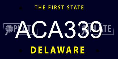 ACA339 Delaware License Plate