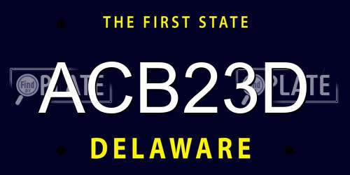 ACB23D Delaware License Plate