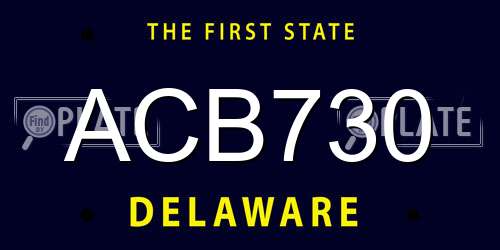 ACB730 Delaware License Plate