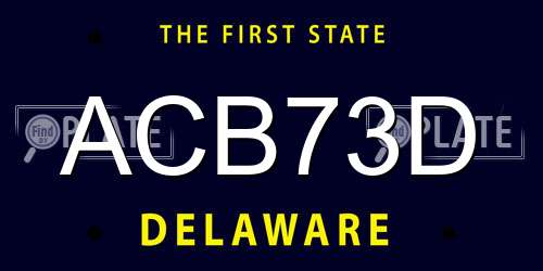 ACB73D Delaware License Plate