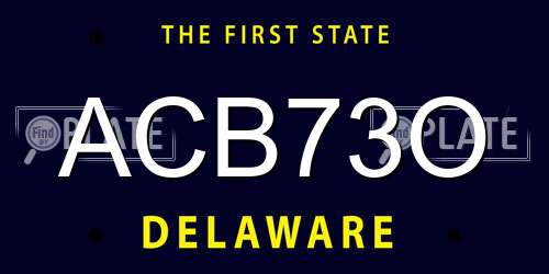ACB73O Delaware License Plate