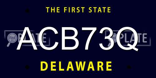 ACB73Q Delaware License Plate