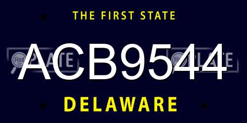 ACB9544 Delaware License Plate