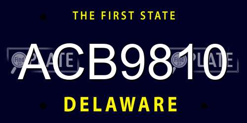 ACB9810 Delaware License Plate