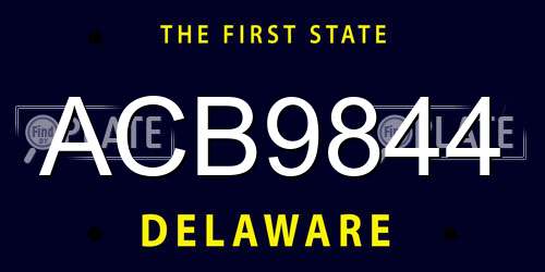 ACB9844 Delaware License Plate