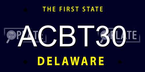 ACBT30 Delaware License Plate