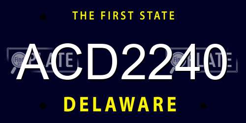 ACD2240 Delaware License Plate