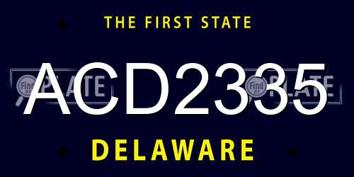 ACD2335 Delaware License Plate