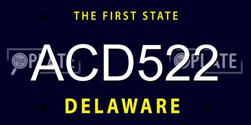 ACD522 Delaware License Plate