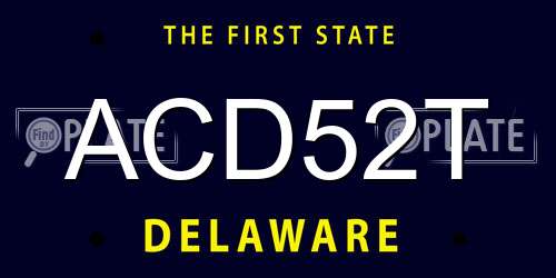 ACD52T Delaware License Plate