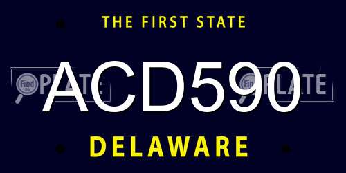 ACD590 Delaware License Plate