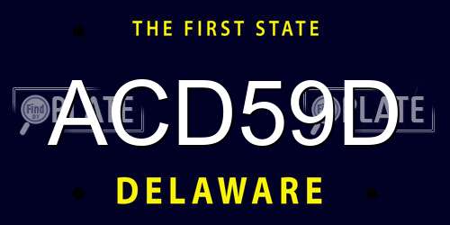 ACD59D Delaware License Plate