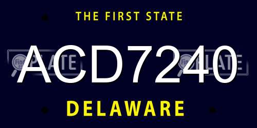 ACD7240 Delaware License Plate