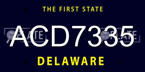 ACD7335 Delaware License Plate