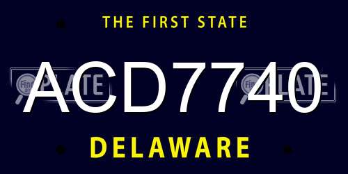 ACD7740 Delaware License Plate