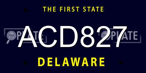 ACD827 Delaware License Plate