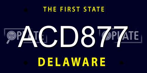 ACD877 Delaware License Plate