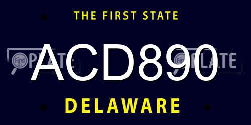 ACD890 Delaware License Plate