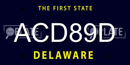 ACD89D Delaware License Plate
