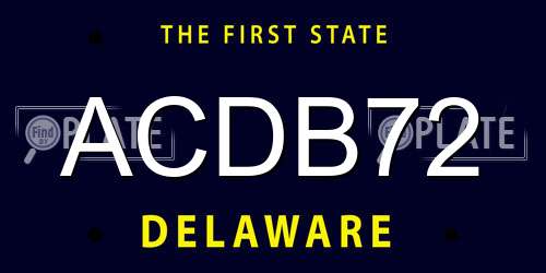 ACDB72 Delaware License Plate