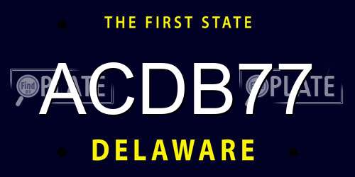 ACDB77 Delaware License Plate