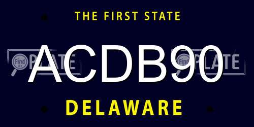ACDB90 Delaware License Plate