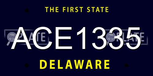 ACE1335 Delaware License Plate