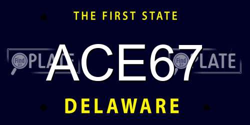 ACE67 Delaware License Plate
