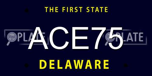 ACE75 Delaware License Plate