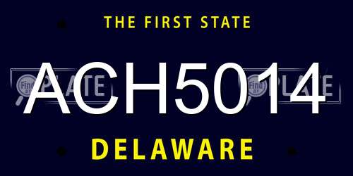 ACH5014 Delaware License Plate