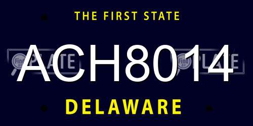 ACH8014 Delaware License Plate