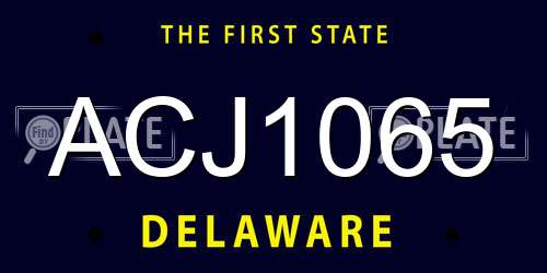 ACJ1065 Delaware License Plate
