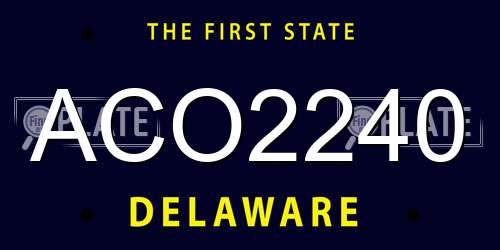 ACO2240 Delaware License Plate