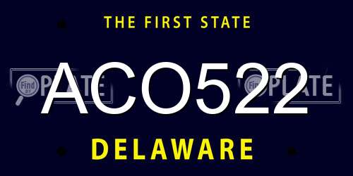 ACO522 Delaware License Plate