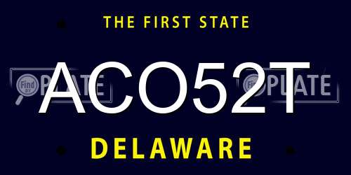 ACO52T Delaware License Plate