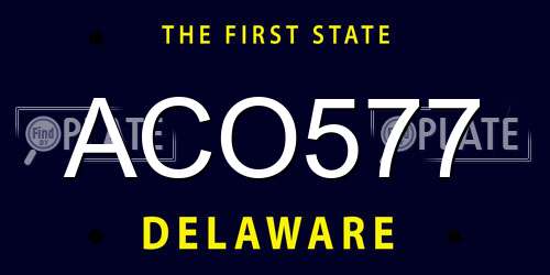 ACO577 Delaware License Plate