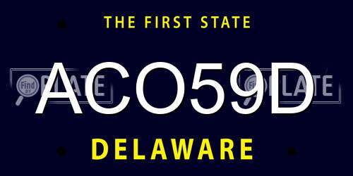 ACO59D Delaware License Plate
