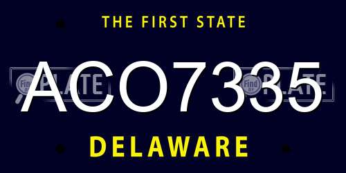 ACO7335 Delaware License Plate