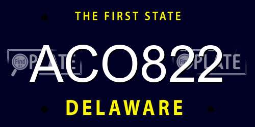ACO822 Delaware License Plate