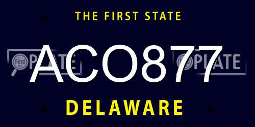 ACO877 Delaware License Plate