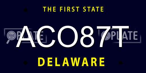 ACO87T Delaware License Plate