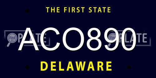 ACO890 Delaware License Plate